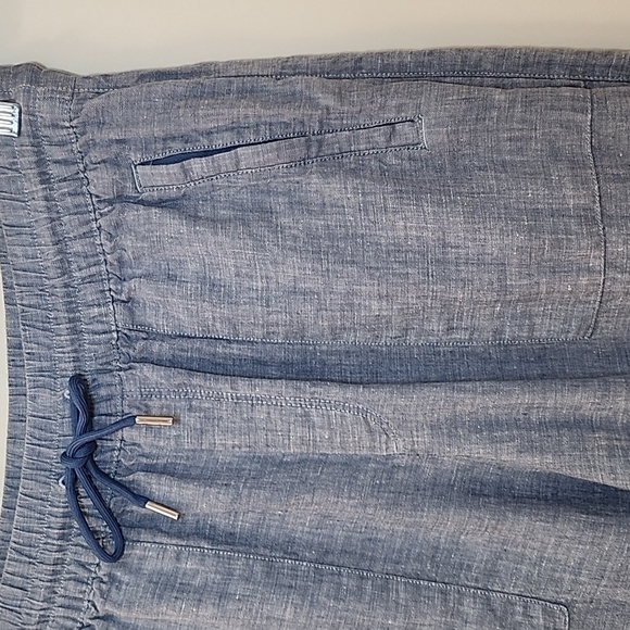 ATHLETA 99% LINEN Chambray Blue RETREAT Slit WIDE LEG Pants Sz 6 - Picture 8 of 16
